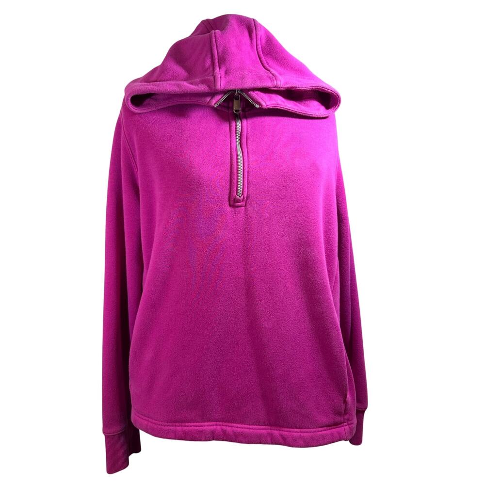 Athleta Cozy Karma Quarter Zip Hooded Sweatshirt Magenta Women L Large NO STRING
